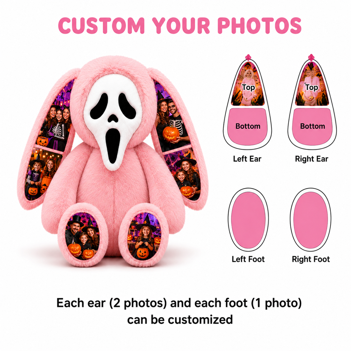 Personalized Ghost Bunny Plush-Custom Couple Gift for Girlfriend or Boyfriend, Cute Valentine’s Day & Halloween Gift