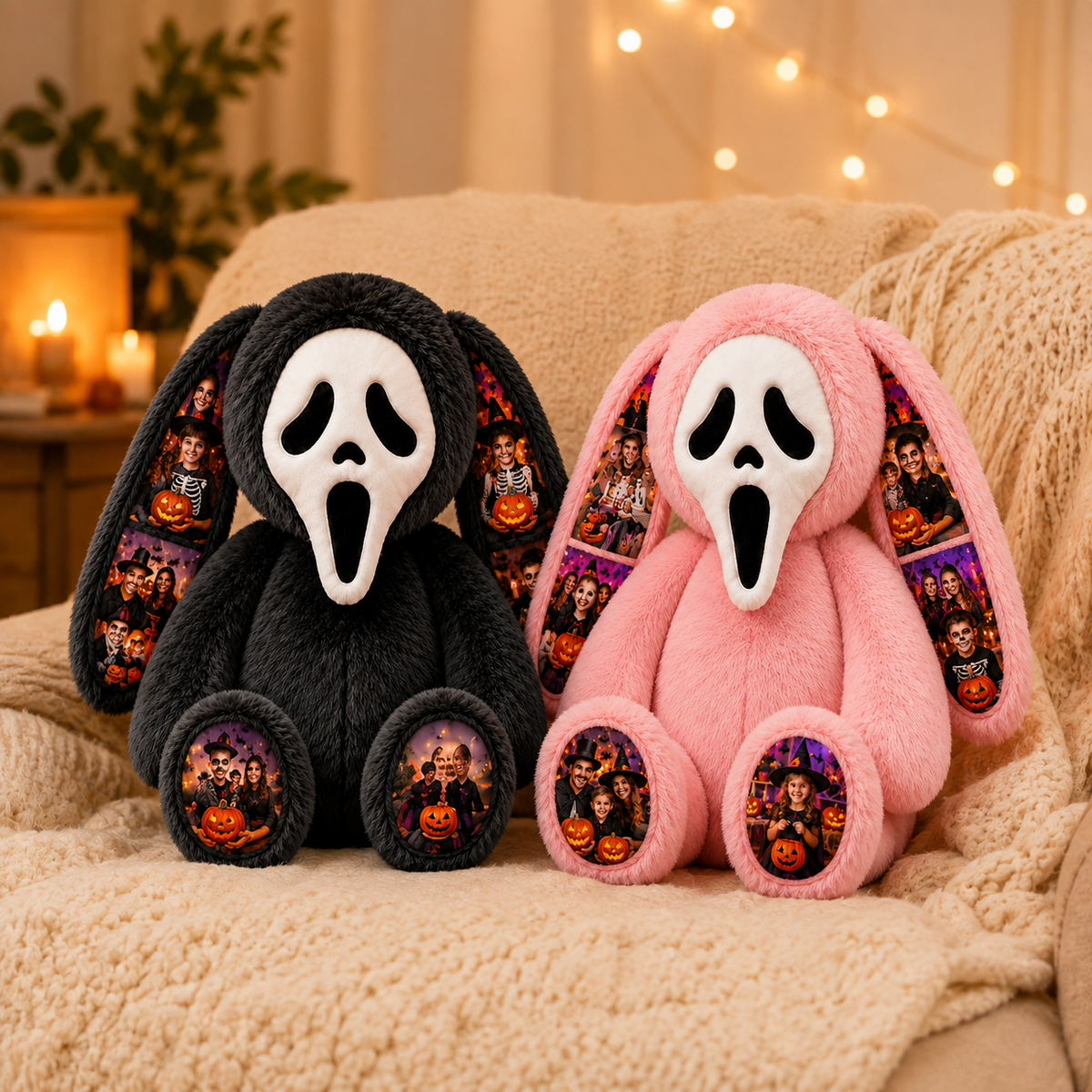 Personalized Ghost Bunny Plush-Custom Couple Gift for Girlfriend or Boyfriend, Cute Valentine’s Day & Halloween Gift