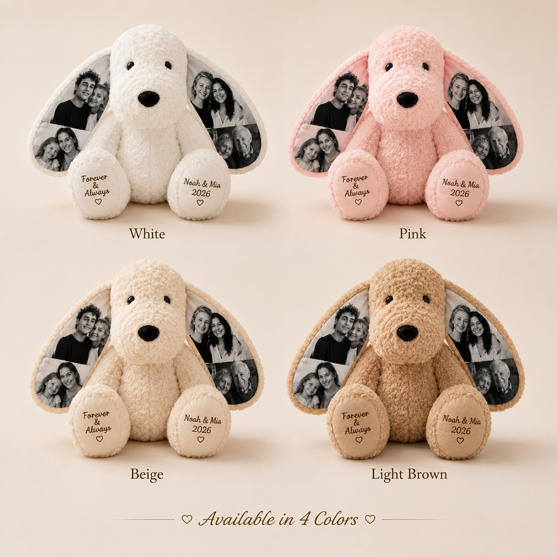 Personalized Photo Plush Dog-Custom Photo Keepsake Gift for Couples, Family & Pet Lovers