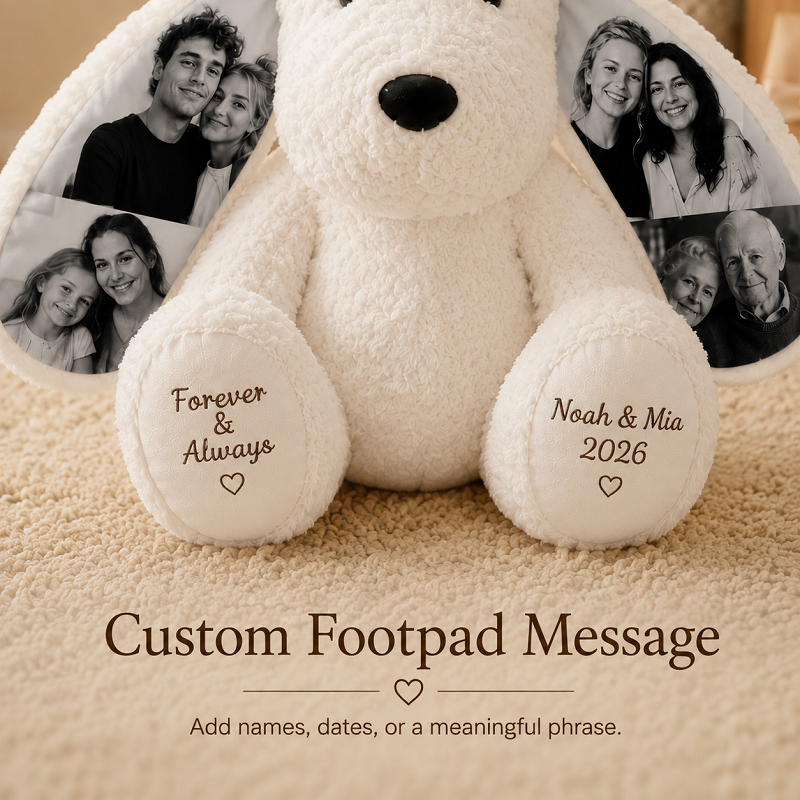 Personalized Photo Plush Dog-Custom Photo Keepsake Gift for Couples, Family & Pet Lovers