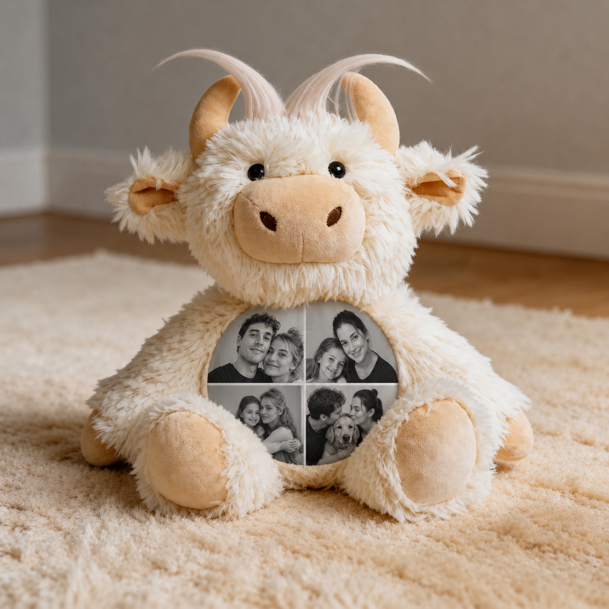 Personalized Photo Highland Cow Plush-Custom Photo Keepsake Gift for Couples, Family & Loved Ones
