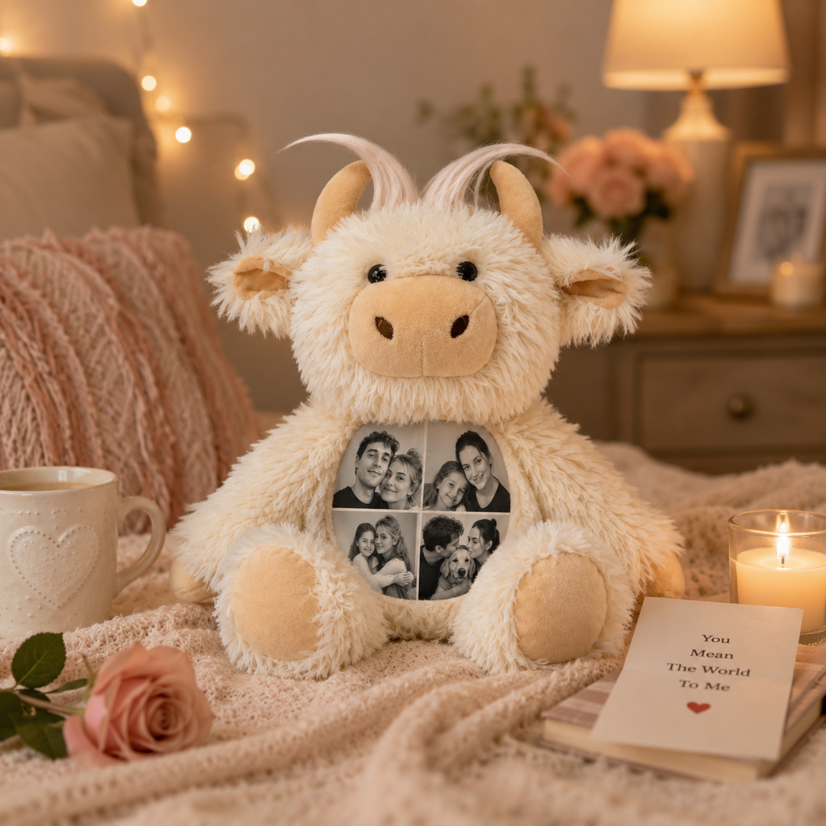 Personalized Photo Highland Cow Plush-Custom Photo Keepsake Gift for Couples, Family & Loved Ones