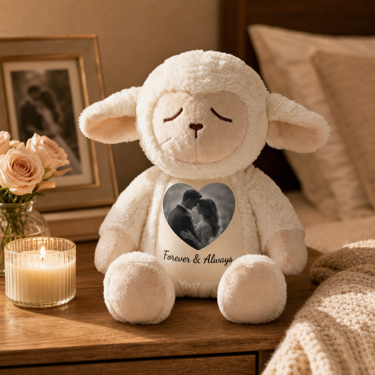Personalized Photo Lamb Plush – Custom Photo Keepsake Gift for Couples, Family & Loved Ones
