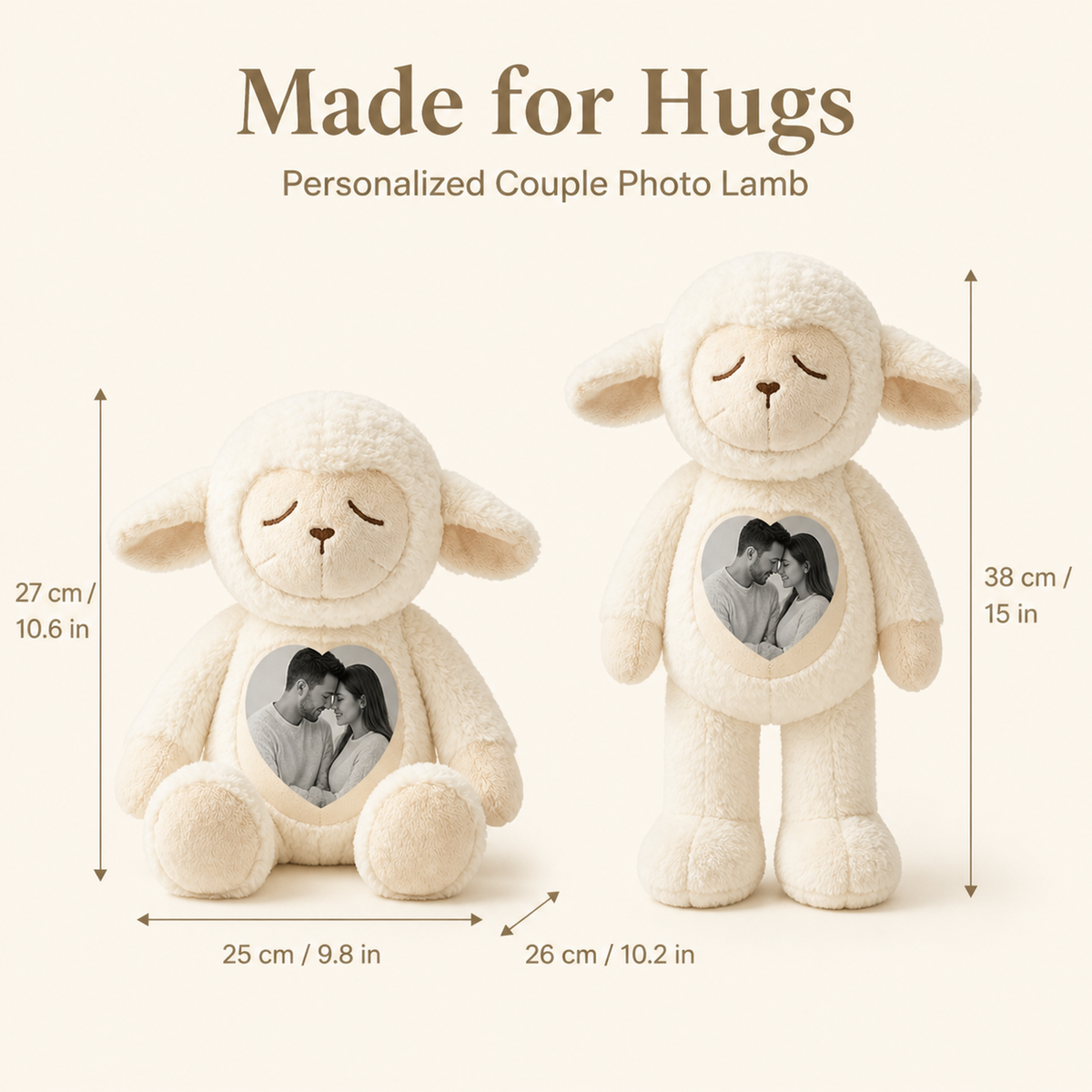 Personalized Photo Lamb Plush – Custom Photo Keepsake Gift for Couples, Family & Loved Ones
