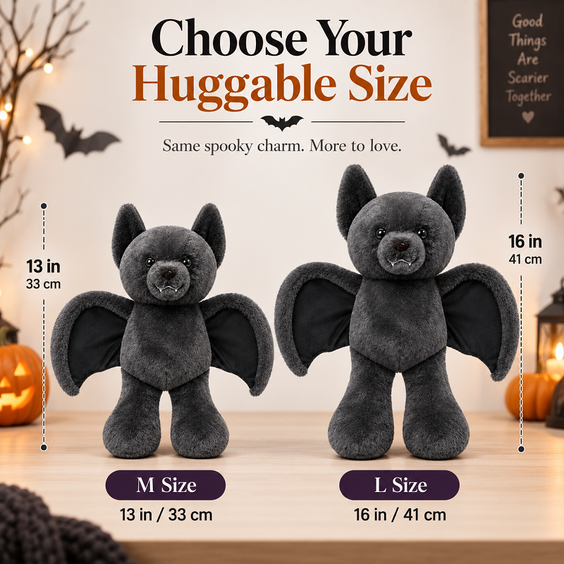 Personalized Photo Bat Bear Plush-Custom Gift for Couples, Family & Loved Ones, Halloween & Christmas Gift