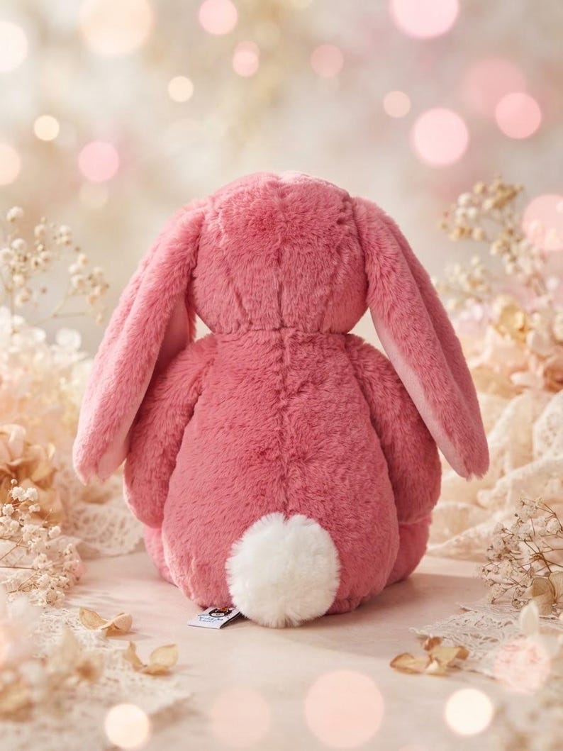 Personalized Bunny Plush with Photo, Name & Custom Foot Message – A Sweet Gift for Couples, Kids & Loved Ones