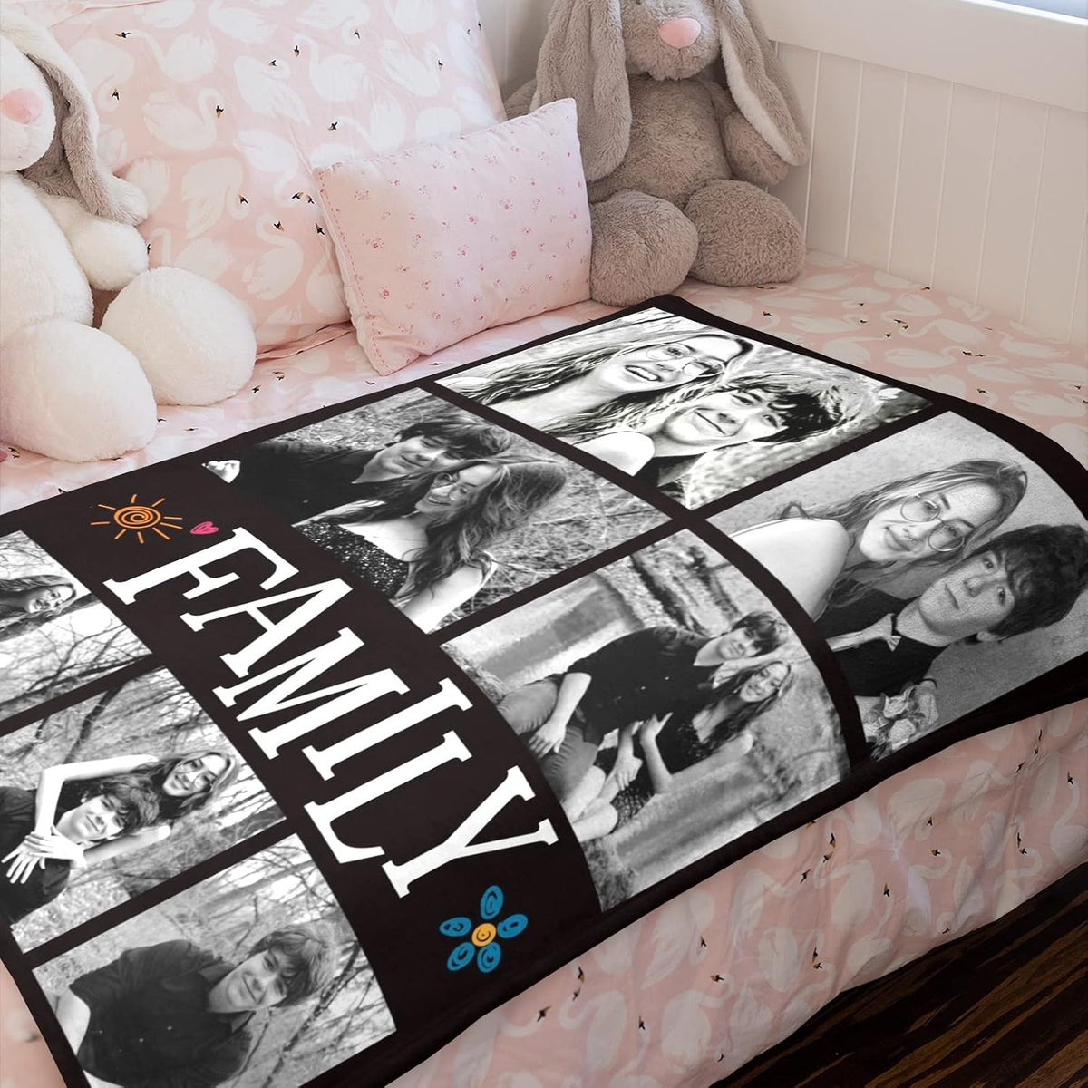 Multi Photo Memory Throw Personalized romantic gift for her-perfect for anniversary, birthday & valentine's day