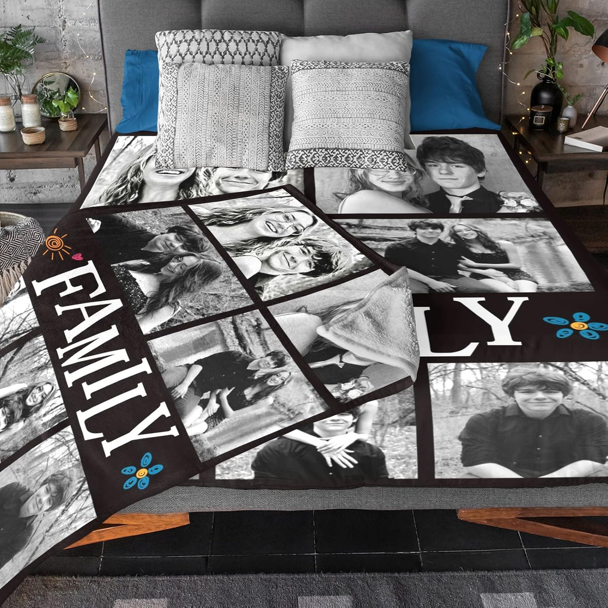 Multi Photo Memory Throw Personalized romantic gift for her-perfect for anniversary, birthday & valentine's day