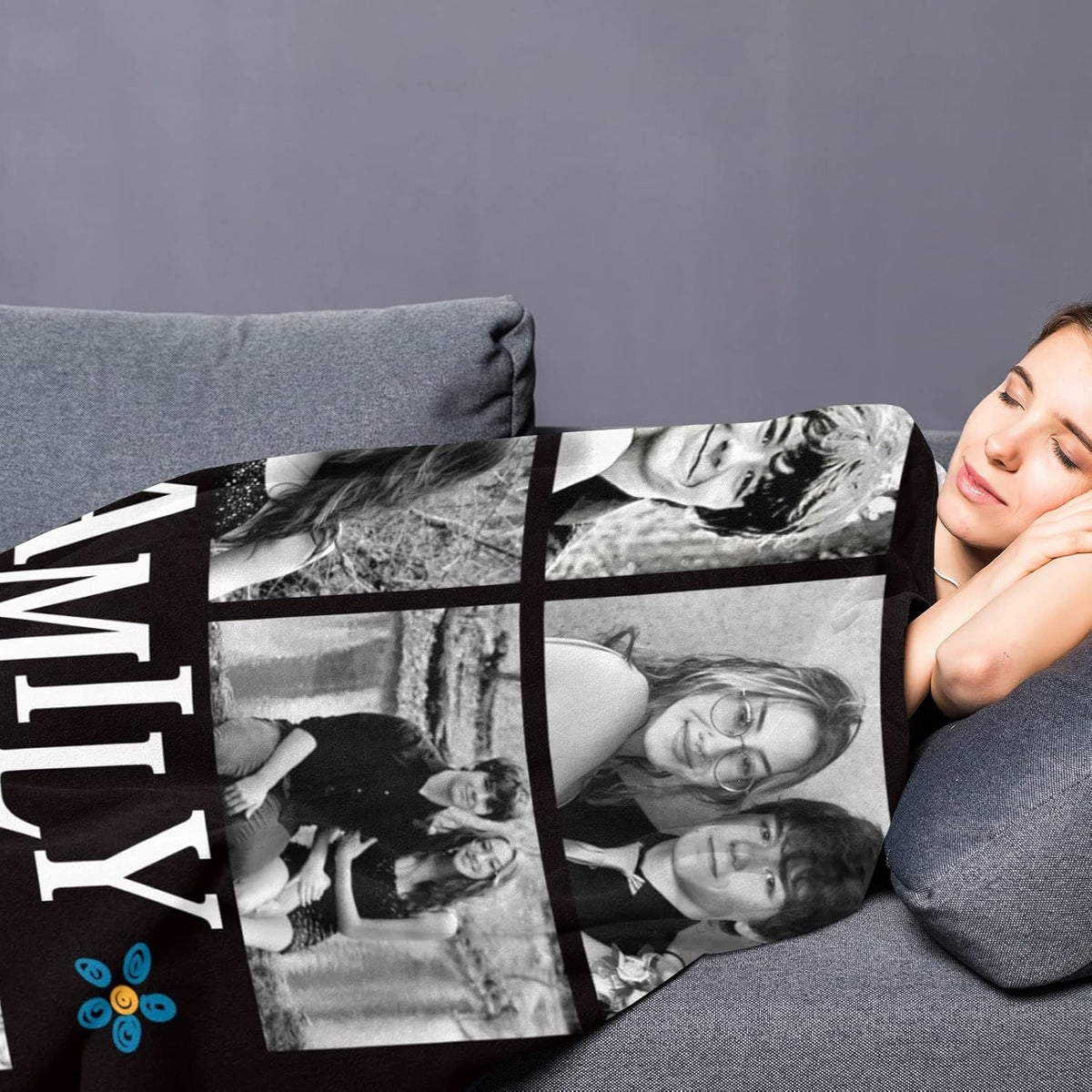 Multi Photo Memory Throw Personalized romantic gift for her-perfect for anniversary, birthday & valentine's day
