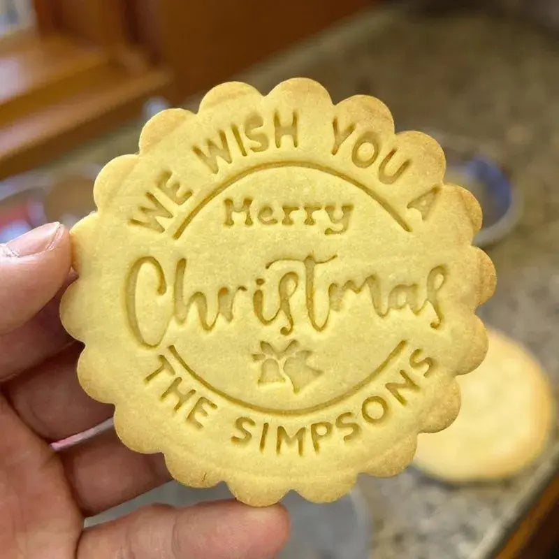 Personalized Christmas Cookie Cutter Stamp Set Custom Family Name Holiday Baking Gift