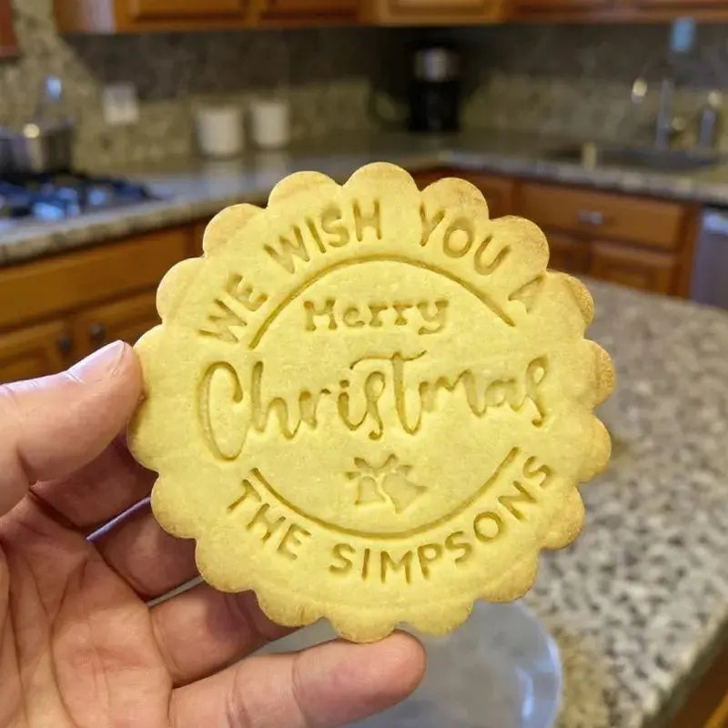 Personalized Christmas Cookie Cutter Stamp Set Custom Family Name Holiday Baking Gift