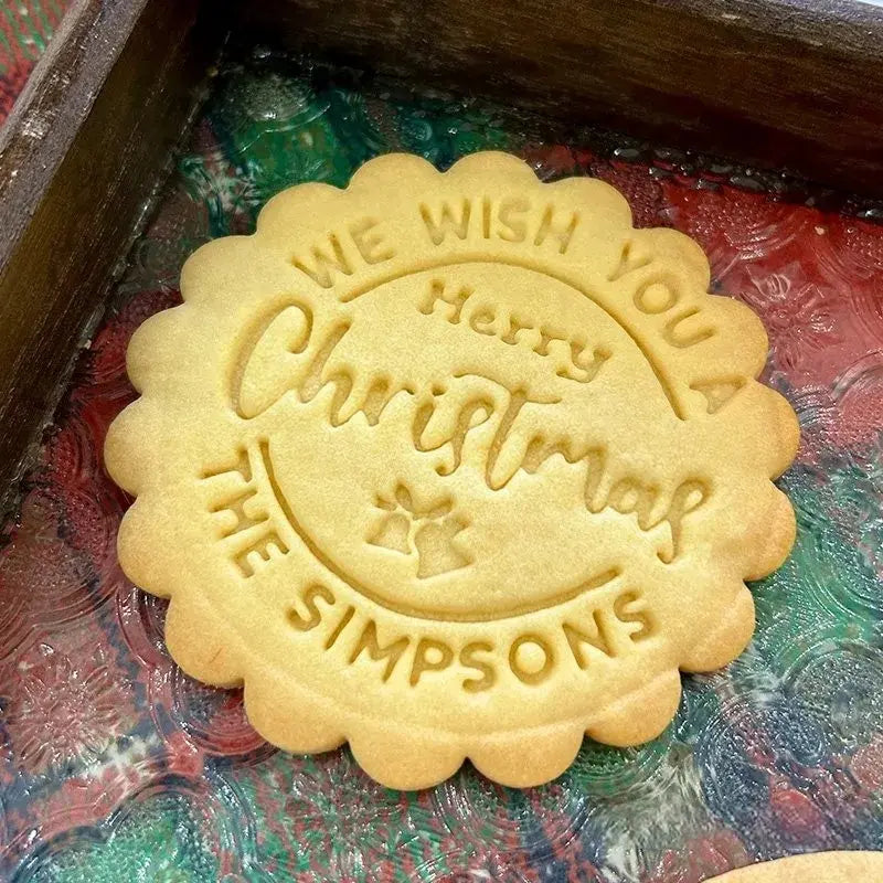 Personalized Christmas Cookie Cutter Stamp Set Custom Family Name Holiday Baking Gift