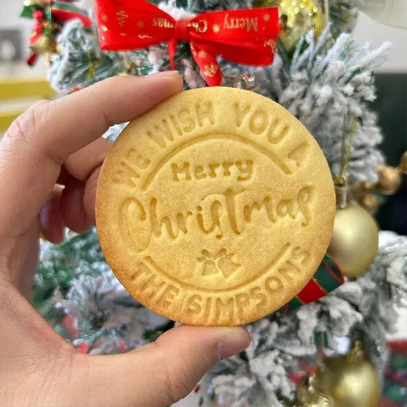 Personalized Christmas Cookie Cutter Stamp Set Custom Family Name Holiday Baking Gift