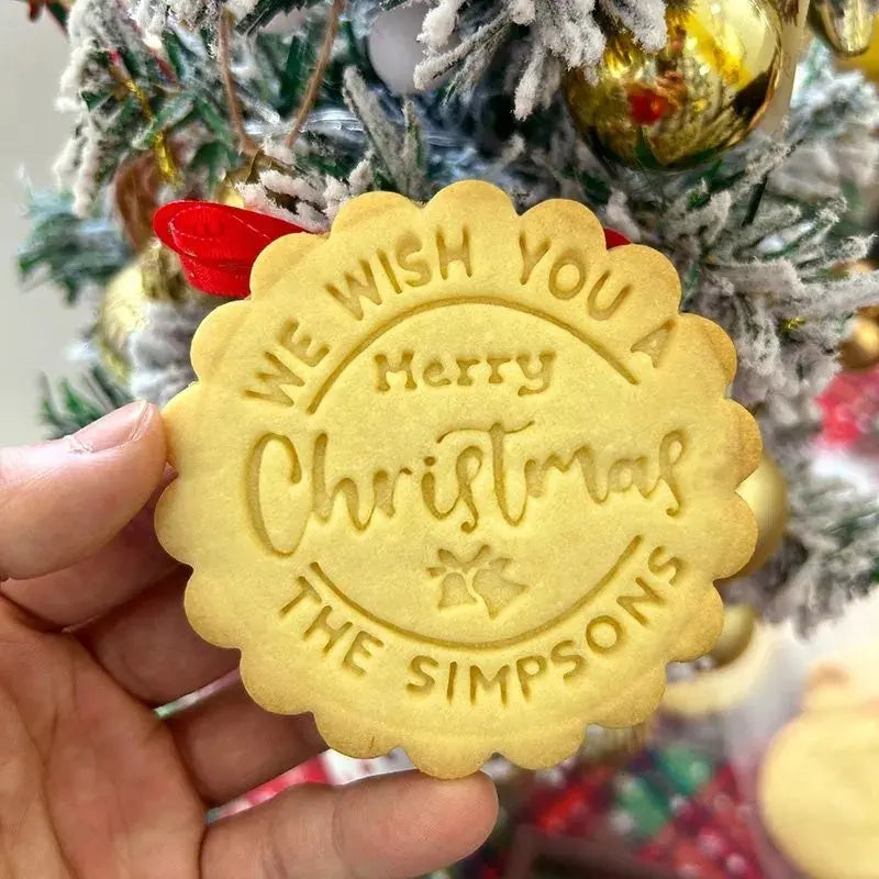Personalized Christmas Cookie Cutter Stamp Set Custom Family Name Holiday Baking Gift