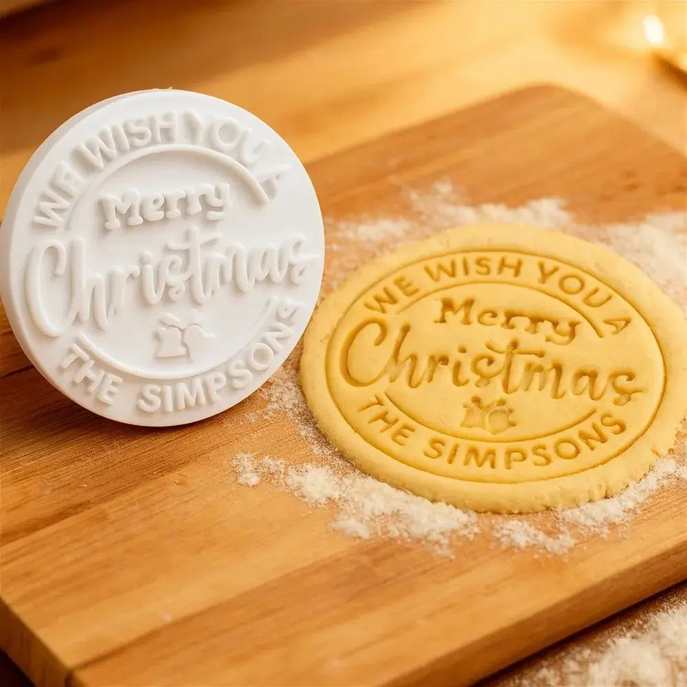 Personalized Christmas Cookie Cutter Stamp Set Custom Family Name Holiday Baking Gift