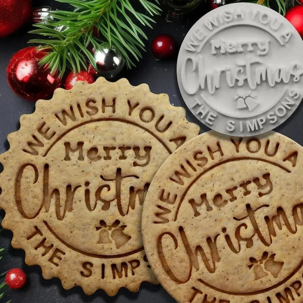 Personalized Christmas Cookie Cutter Stamp Set Custom Family Name Holiday Baking Gift