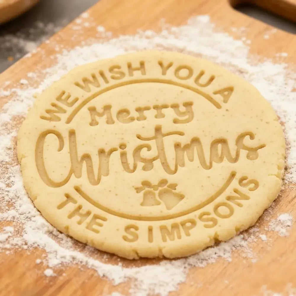 Personalized Christmas Cookie Cutter Stamp Set Custom Family Name Holiday Baking Gift