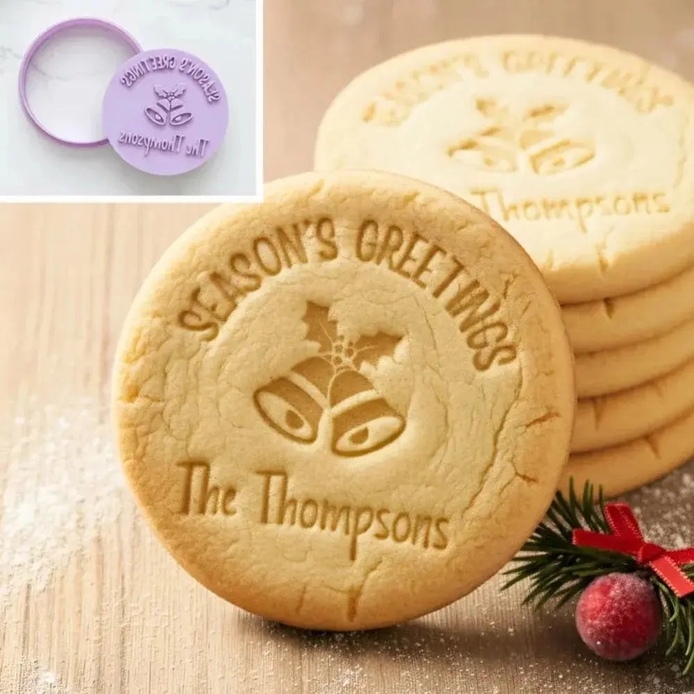 Personalized Christmas Cookie Cutter Stamp Set: Custom Family Name, Holiday Baking