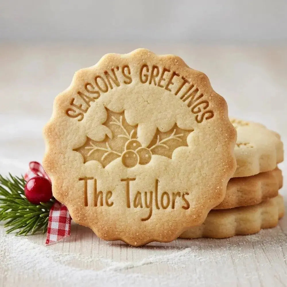 Personalized Christmas Cookie Cutter Stamp Set: Custom Family Name, Holiday Baking