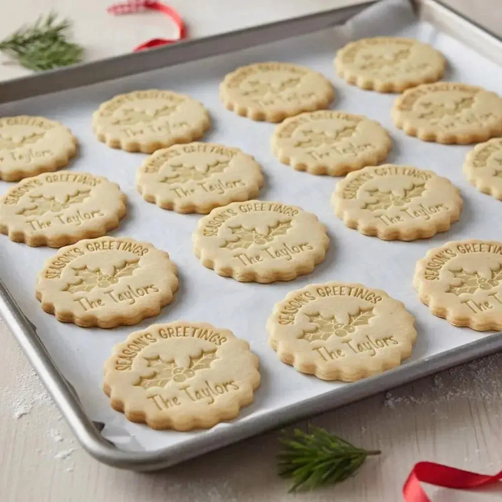 Personalized Christmas Cookie Cutter Stamp Set: Custom Family Name, Holiday Baking