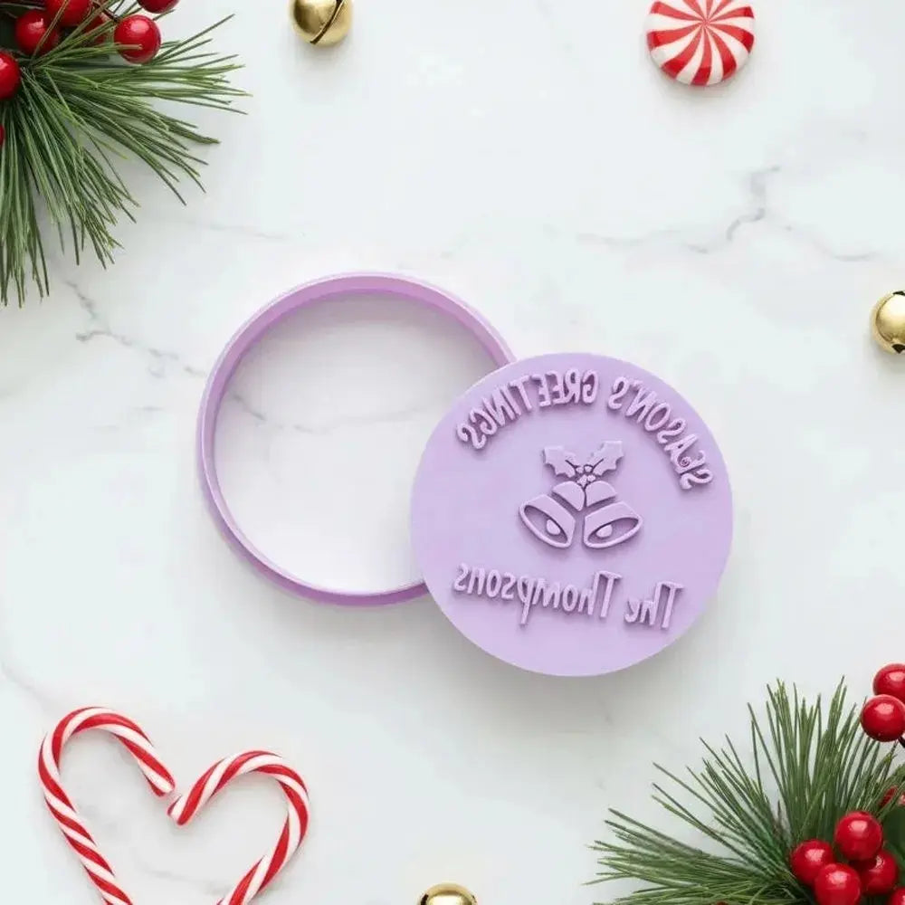 Personalized Christmas Cookie Cutter Stamp Set: Custom Family Name, Holiday Baking