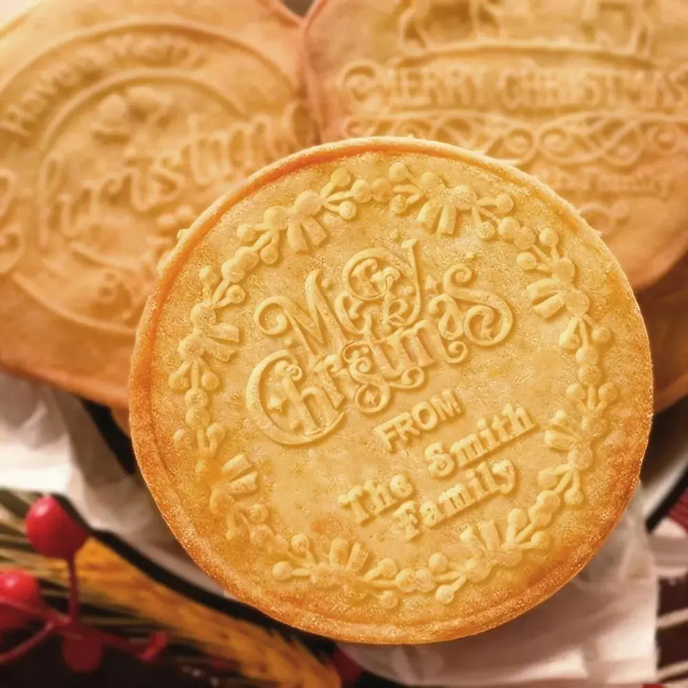 Personalized Christmas Cookie Stamp Family Name Wreath Cookie Stamps for Xmas Birthday Party