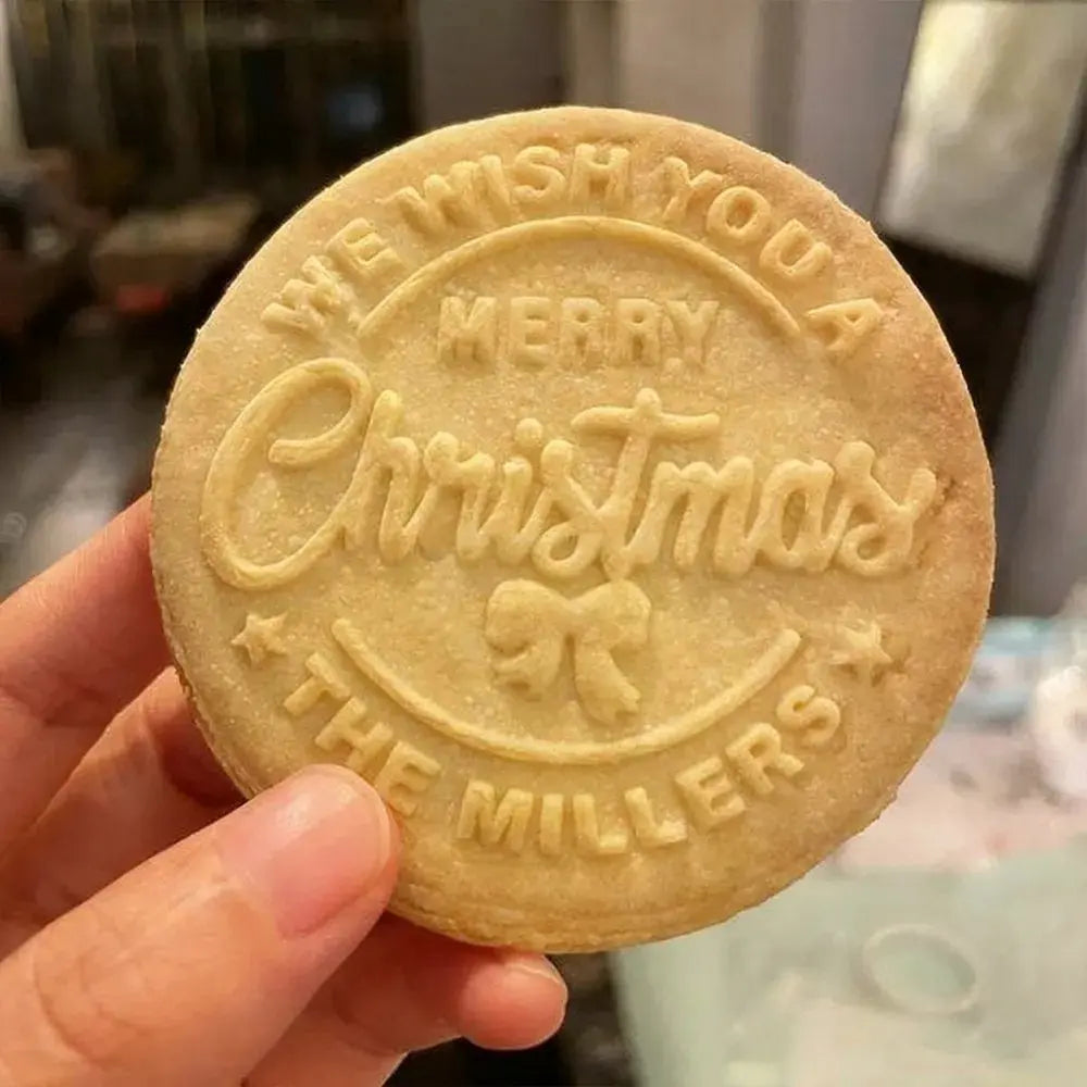 Personalized Merry Christmas Cookie Stamp Family Holiday Baking Acrylic Cookie Stamp