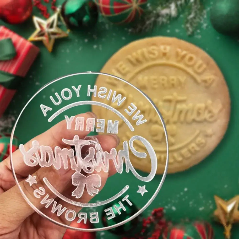 Personalized Merry Christmas Cookie Stamp Family Holiday Baking Acrylic Cookie Stamp