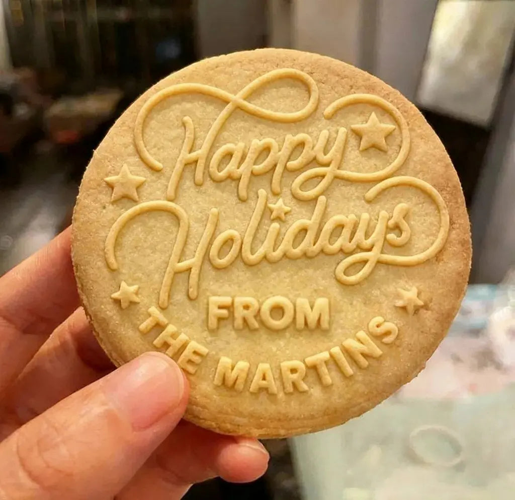 Personalized Merry Christmas Cookie Stamp Family Holiday Baking Acrylic Cookie Stamp