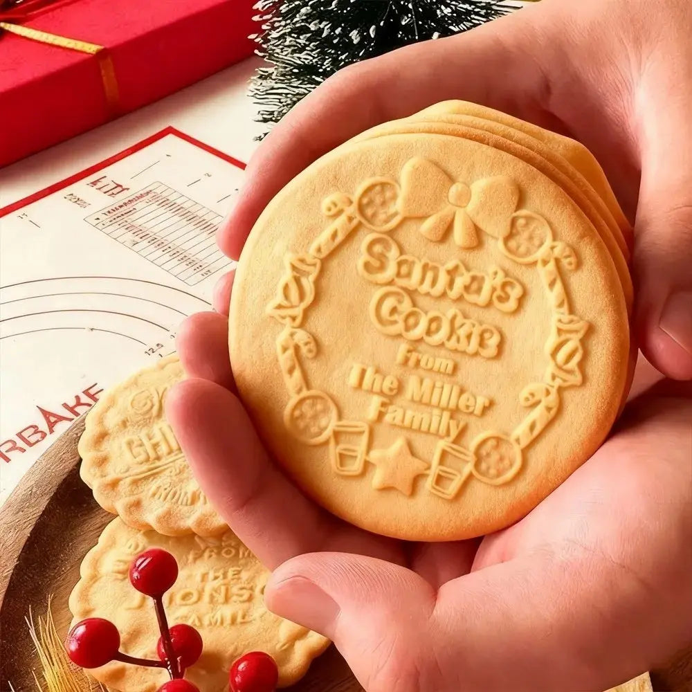 Personalized Christmas Cookie Cutters Xmas Cookie Stamp for Baking Christmas Sugar Cookie