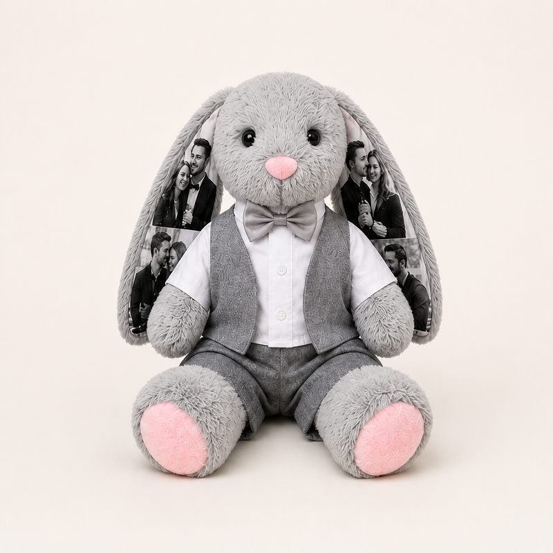 Custom Photo Wedding Bunny Plush