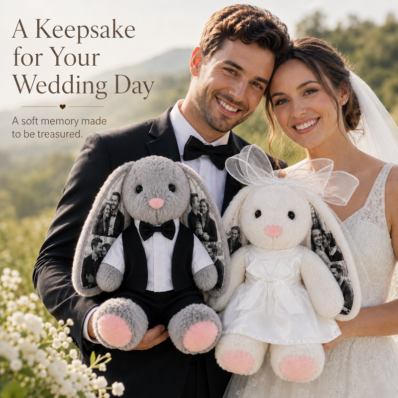 Custom Photo Wedding Bunny Plush
