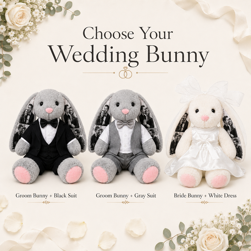 Custom Photo Wedding Bunny Plush