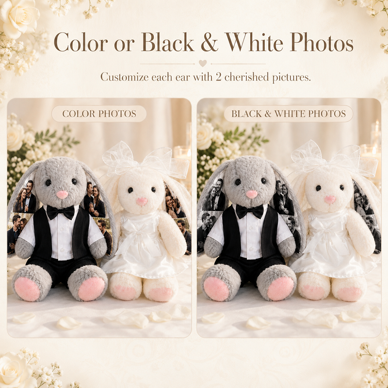 Custom Photo Wedding Bunny Plush