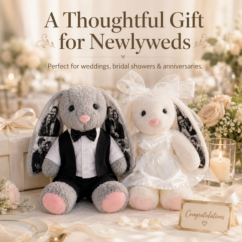 Custom Photo Wedding Bunny Plush