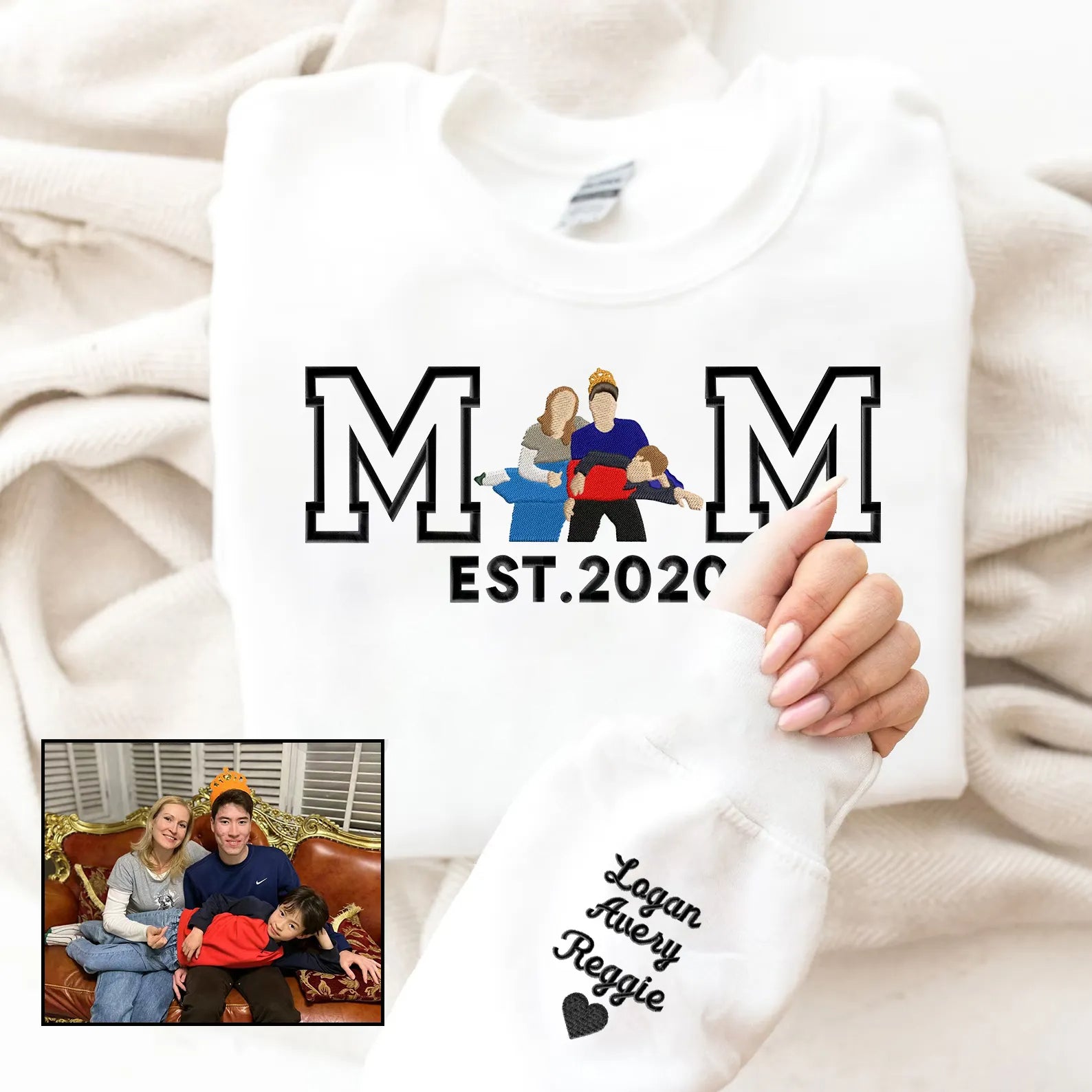 Personalized Embroidery Caricature Family Custom Hoodie/Sweatshirt