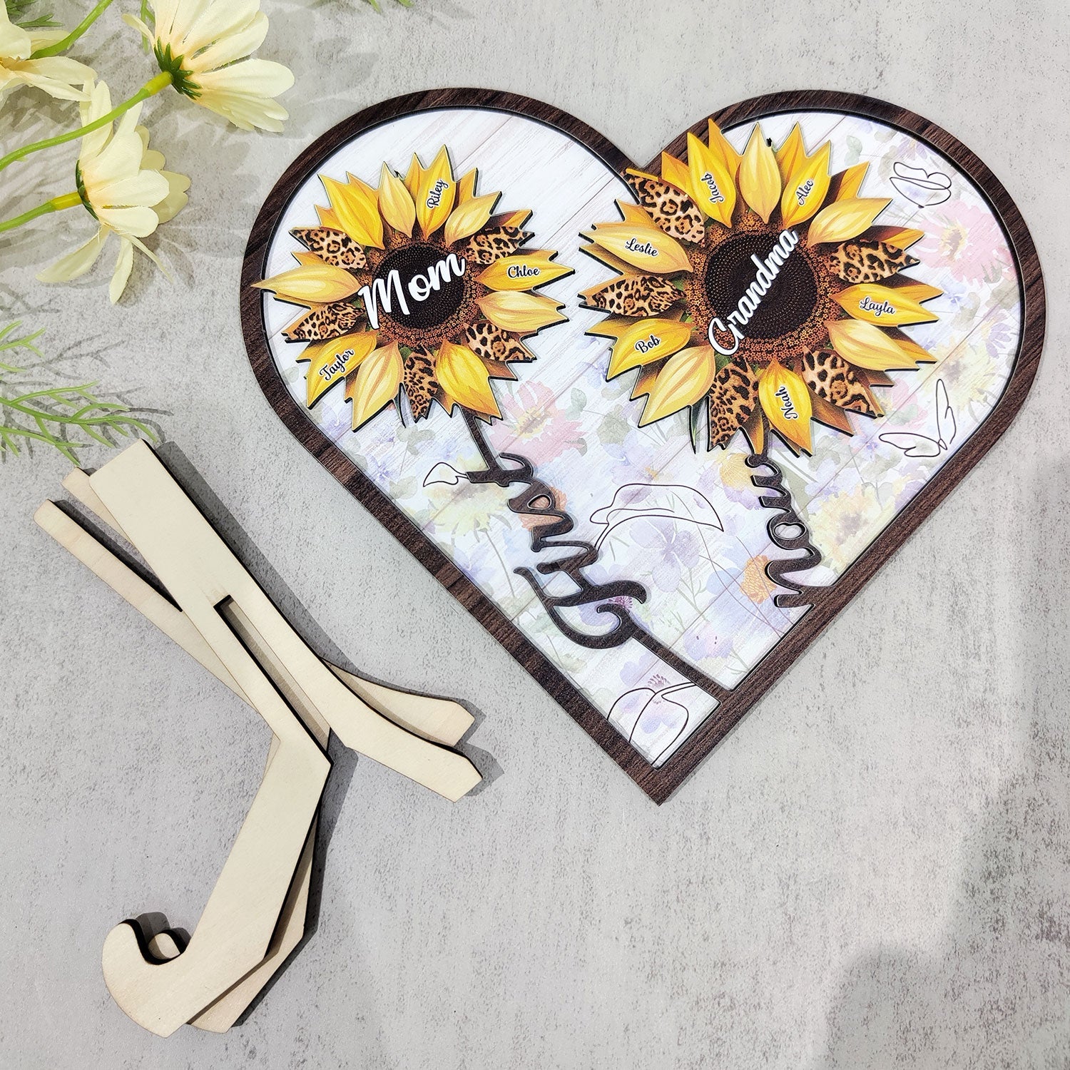 First Mom Now Grandma - Heart Shaped Wooden Puzzle Gift For Mother's Day