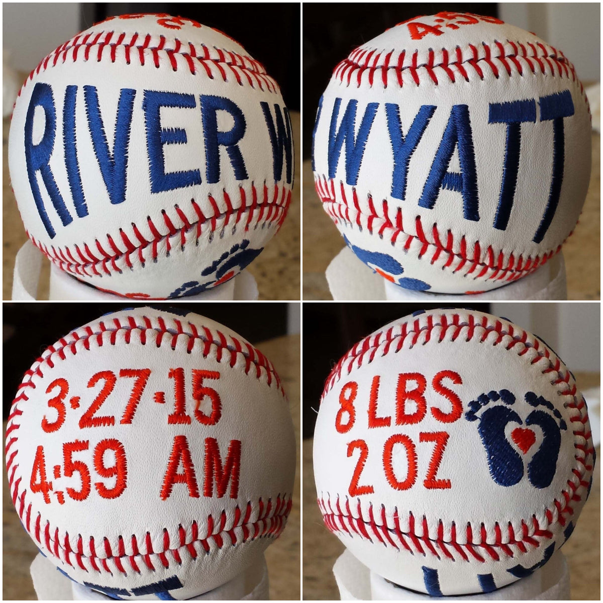 Personalized Newborn Keepsake Baseball for New Dad | Custom Embroidered Birth Details Gift - Name, Date, Weight, Time