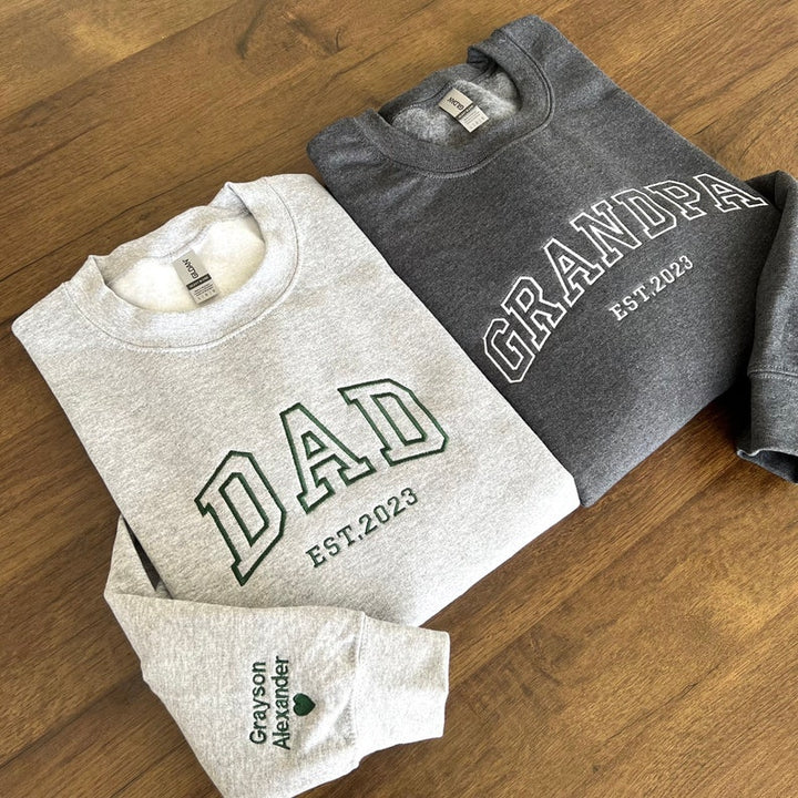 Custom Embroidered Papa Hoodie with Kids Names on Sleeve,Father's Day Gift