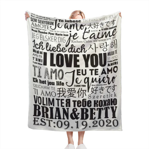 Personalized Couple throw blanket # anniversary gift for girlfriend, wife