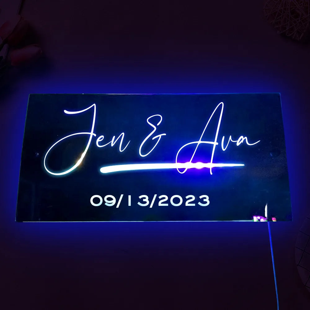Personalised Name Mirror Sign Custom LED illuminated Light-Up Bedroom Sign Gift For Kids