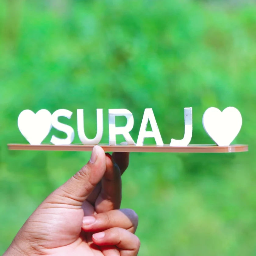 Personalized 3D Dual Name Plank with Heart