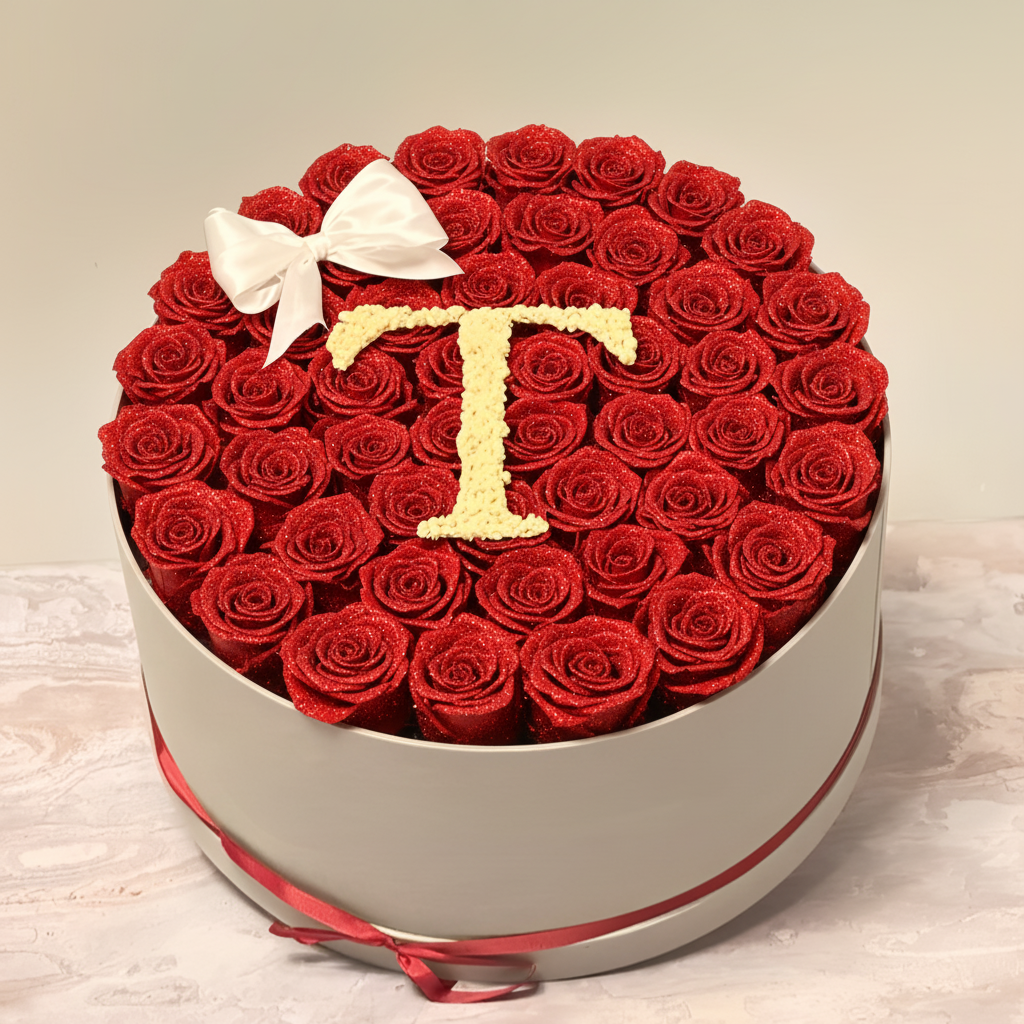 Personalized Glitter Roses With Initial