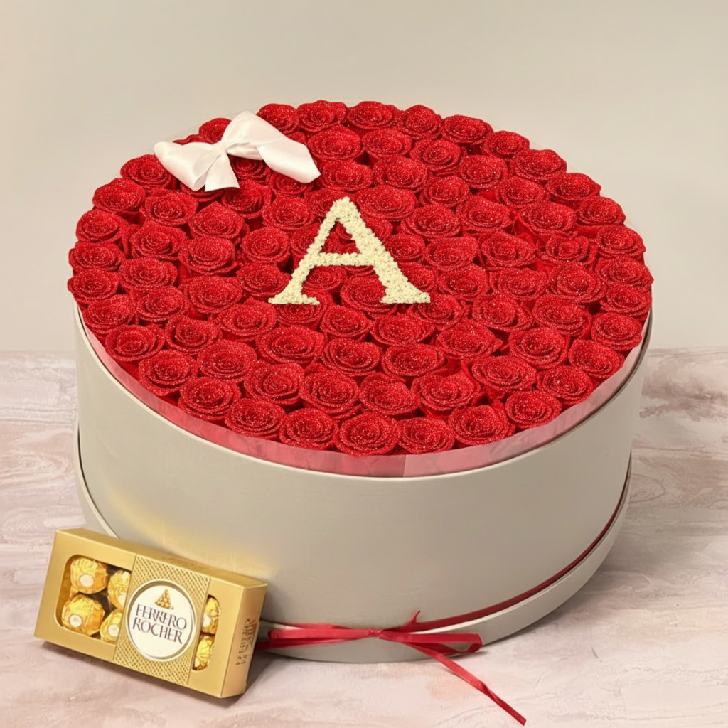 Glitter Roses with Initial