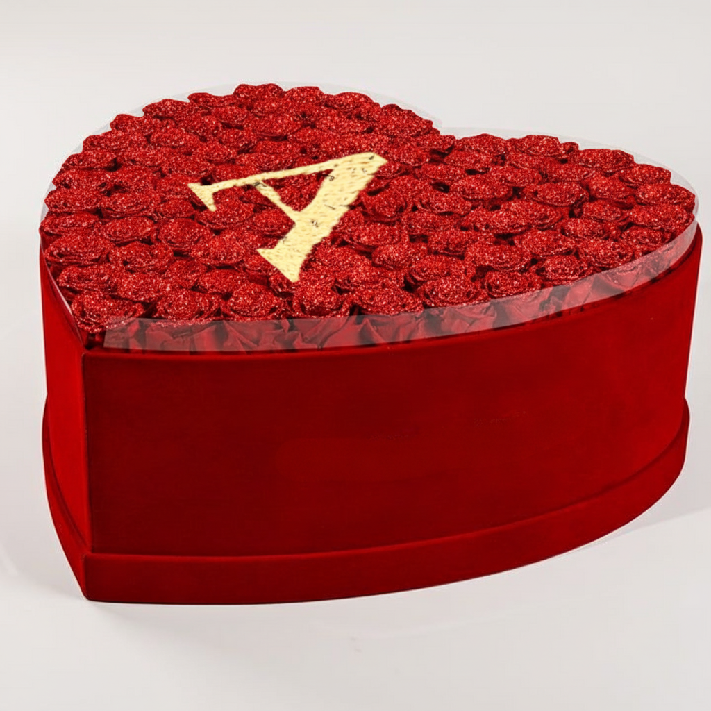 Heart Shaped Flat Glitter Roses