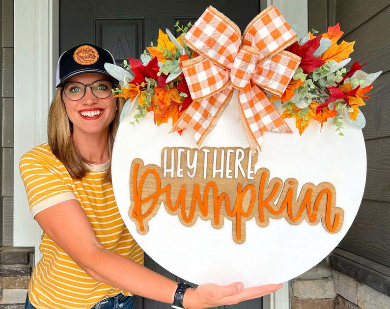 Hey There Pumpkin 3D Fall Front Door Decor