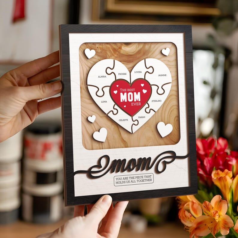 Custom Mother’s Day Puzzle Wooden Sign Gift - You Are The Piece That Holds Us Together