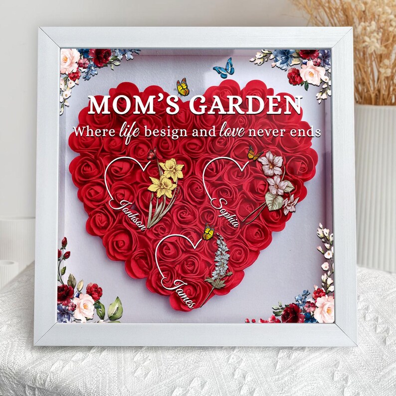 Mom's Garden Kids' Names & Birth Flowers Shadow Box Keepsake