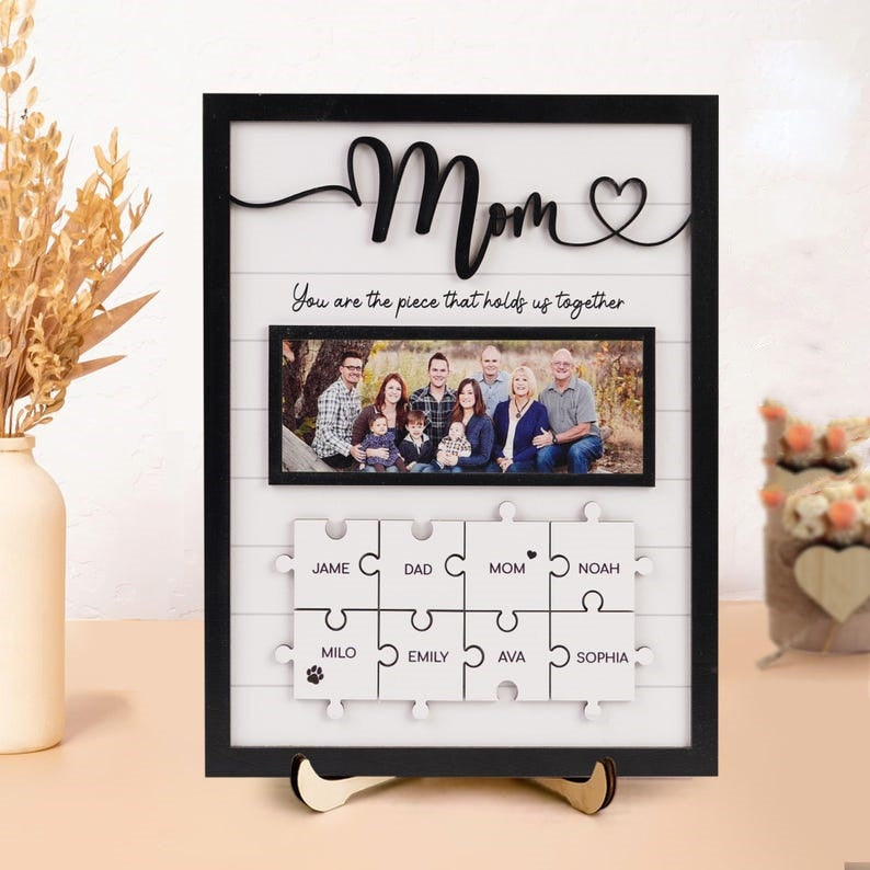 Personalize Family Puzzle Sign Personalized Gift –Wooden Sign For Mom