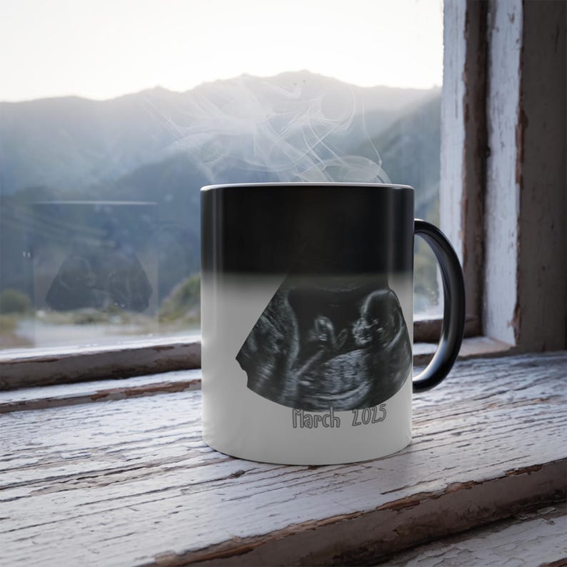 Custom Surprise Pregnancy Announcement Mug - Color Changing Sonogram Reveal Gift
